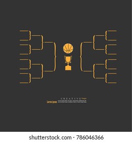 Blank Sport Tournament Brackets On Solid Background. Vector Illustration.