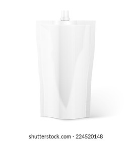 Blank spout pouch, bag foil or plastic packaging. Vector.