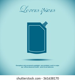 Blank spout pouch, bag foil or plastic packaging. Vector, icon