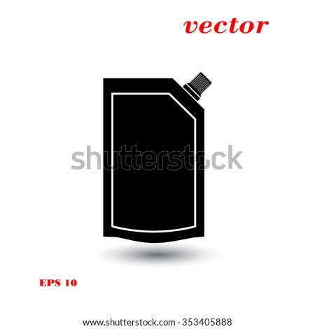Blank spout pouch, bag foil or plastic packaging. Vector, icon