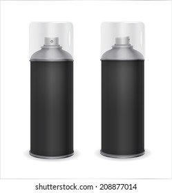 Blank spray can template with transparent cap, vector illustration