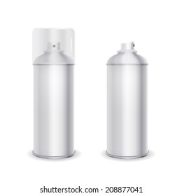 Blank spray can template with transparent cap, vector illustration