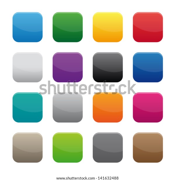 Blank Square Buttons Stock Vector (Royalty Free) 141632488