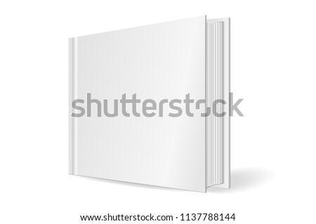 Blank square cover of the book. Isolated on white background. 3D Mockup to display your design. Vector illustration