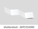 Blank square four fold open leaflet with shadows mockup template on background. Design for open booklet, thank you card, notecards, flyer, greeting card, wedding invitation, postcard, brochure. Vector