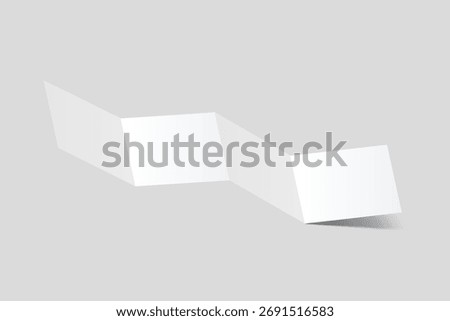 Blank square four fold open leaflet with shadows mockup template on background. Design for open booklet, thank you card, notecards, flyer, greeting card, wedding invitation, postcard, brochure. Vector