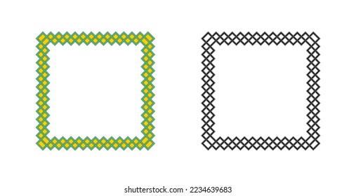 Blank Square Frame With Interlocking Square Pattern Geometric Ornament Vector Photo Image Template Illustration