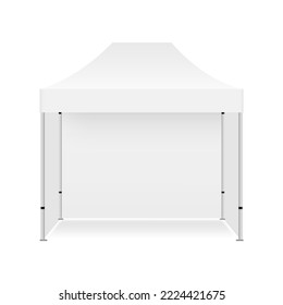 Blank Square Outdoor Canopy Tent Mockup, Isolated on White Background. Vector Illustration