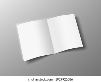 Blank Square Page Open Half-folded Brochure Isolated On White Background. EPS10 Vector