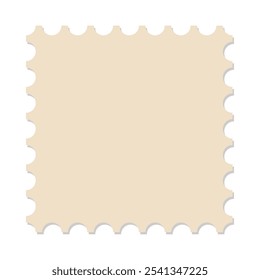 Blank square postage stamp with shadow underneath. Vector illustration