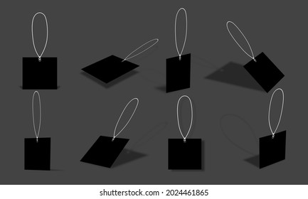 Blank square sale tag mockups collection with different views and angles