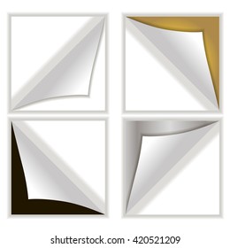 Blank square stickers with space for your text. Set. Vector illustration.