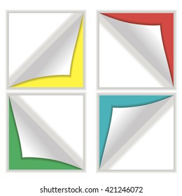 Blank square stickers with space for your text. Set. Vector illustration.