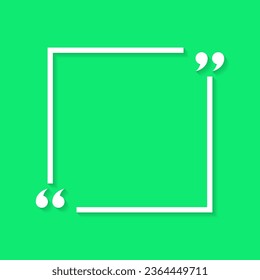 Blank square text quote sign frame in flat style. Quotes border icon vector