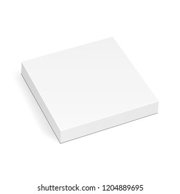 Blank Square Thin Box Mockup Isolated On White Background. Vector Illustration