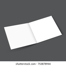 Blank Square tri fold brochure mockup cover template.