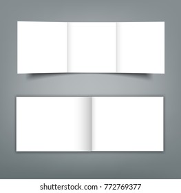 Blank Square tri fold brochure mockup cover template.