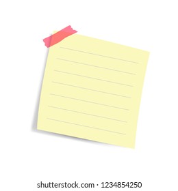 Blank square yellow reminder paper note vector