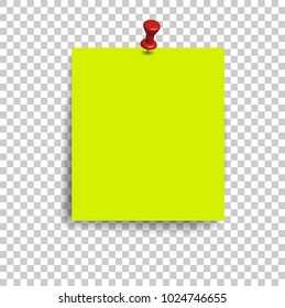 blank squared notepad pages and pin. Note paper stuck with pin.
