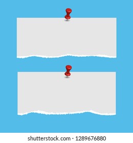 Blank squared notepad pages and pin. Note paper stuck with red pin.