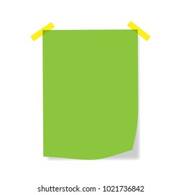 blank squared notepad pages and tape. Note paper stuck with beige sticky tape.