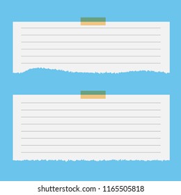 Blank squared notepad pages and tape. Note paper stuck with beige sticky tape.
