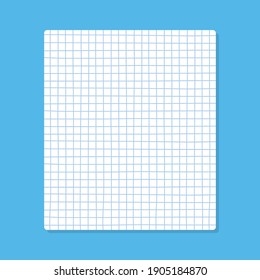 Blank squared sheet of sketch diary note paper, vector background template.