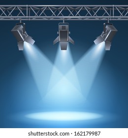 Blank stage with bright lights vector illustration