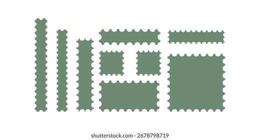 Conjunto de Vectores de sello en blanco Gráficos de borde de matasellos perforados