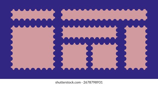 Sello en blanco Sello Vector Set sello postal perforado