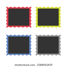 Blank stamps photo frames set design. Photo card frame mockup
