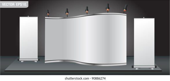 Blank stand for your ad and Roll up banner. Vector template background