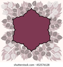 blank star frame card, greetings template, purple color