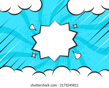 Marco De Estrella En Blanco Y Nubes En El Fondo De Efecto Media De Los Rayos Cianos.