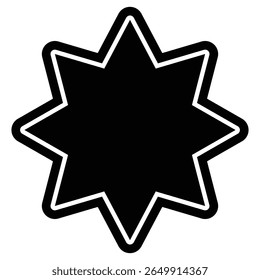 Blank Star Label Vector, Geometric Badge Icon in Black