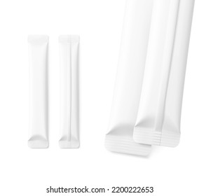 Blank stick mockup set. Close up. Vector illustration isolated on white background. Can be use for food, medicine, cosmetic and etc. EPS10.	