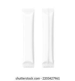 Blank stick package mockup set. Front and back view. Vector illustration isolated on white background. Can be use for food, medicine, cosmetic and etc. EPS10.	