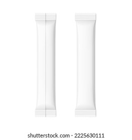 Blank stick package mockup set. Front and back view. Vector illustration isolated on white background. Can be use for food, medicine, cosmetic and etc. EPS10.	