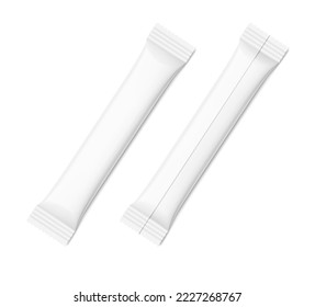 Blank stick package mockup set. Front and back view. Vector illustration isolated on white background. Can be use for food, medicine, cosmetic and etc. EPS10.	