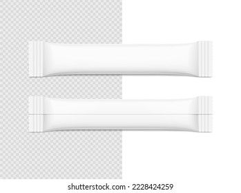 Blank stick package mockup set. Front and back view. Vector illustration. Can be use for food, medicine, cosmetic and etc. EPS10.	