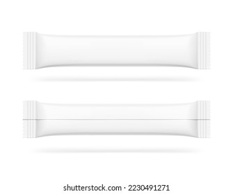 Blank stick package mockup set. Front and back view. Vector illustration isolated on white background. Can be use for food, medicine, cosmetic and etc. EPS10.	