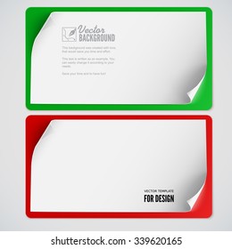 Blank sticker banner with curved corners isolated on white background. Vector illustration