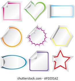 Blank stickers with curled corners