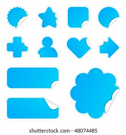 Blank stickers in different shapes and sizes.