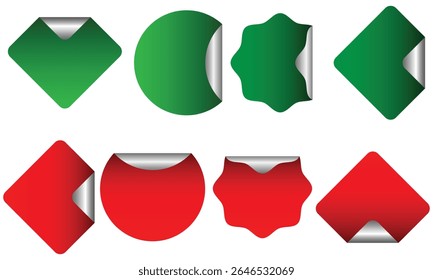 Pegatinas en blanco, diseño de etiquetas. Conjunto de Precio en blanco, etiqueta de venta. Etiquetas rojas de la venta, etiquetas de Precio colección. Descuento, oferta Ilustración vectorial de diseño de etiqueta de Precio.