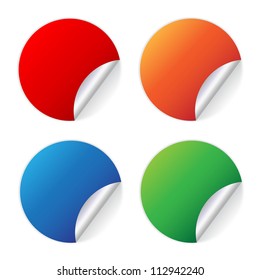 Blank stickers on white (red,orange,blue,green)