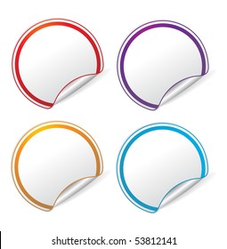 blank stickers set with different colors over white background, vector illustration