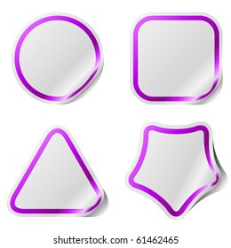 Pegatinas en blanco con marco violeta.