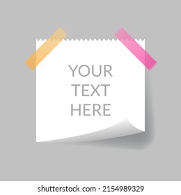 Blank sticky note paper, label, note with body space. Blank paper for writing short notes.