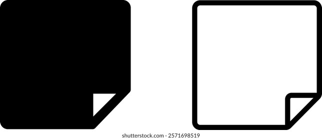"Blank Sticky Paper Note Icon Set – Office and Organization Vector Designs"